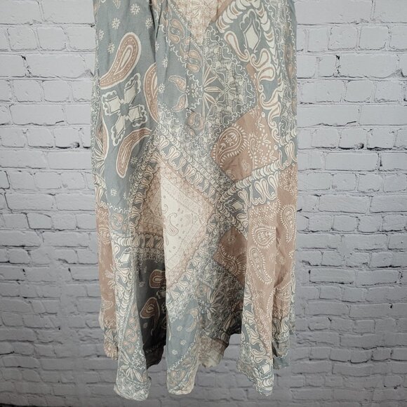 Intimately Free People Blue Tan Paisley Lightweight High Neck Mini Dress XS - Picture 6 of 12